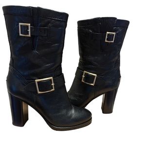 JIMMY CHOO double buckle moto boots